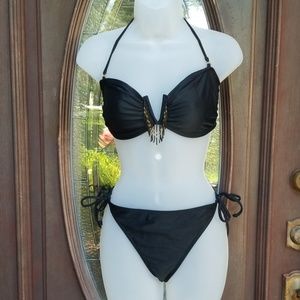 Black Embellished Bikini Size XL